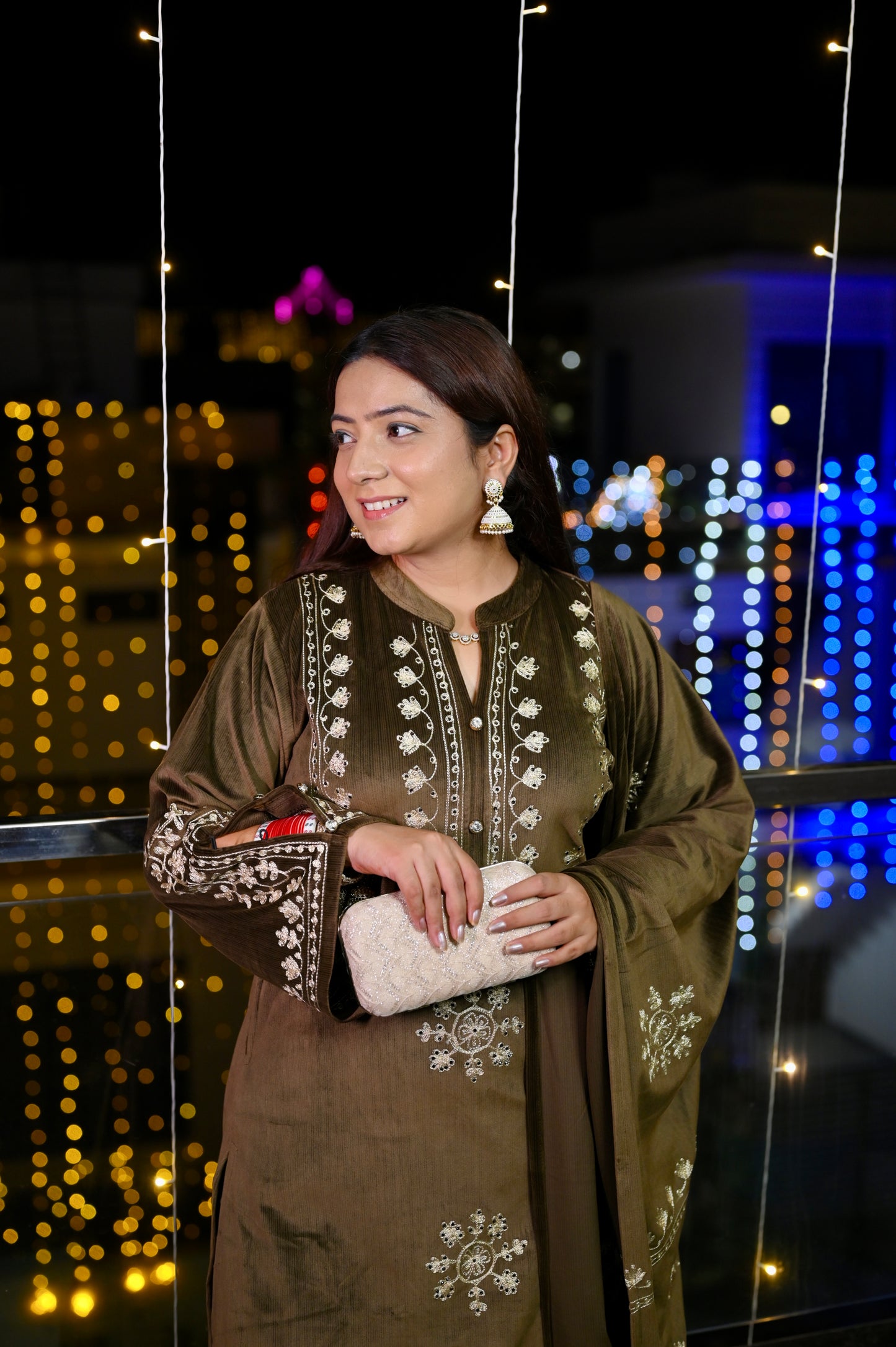 Brown Pakistani Velvet Suit