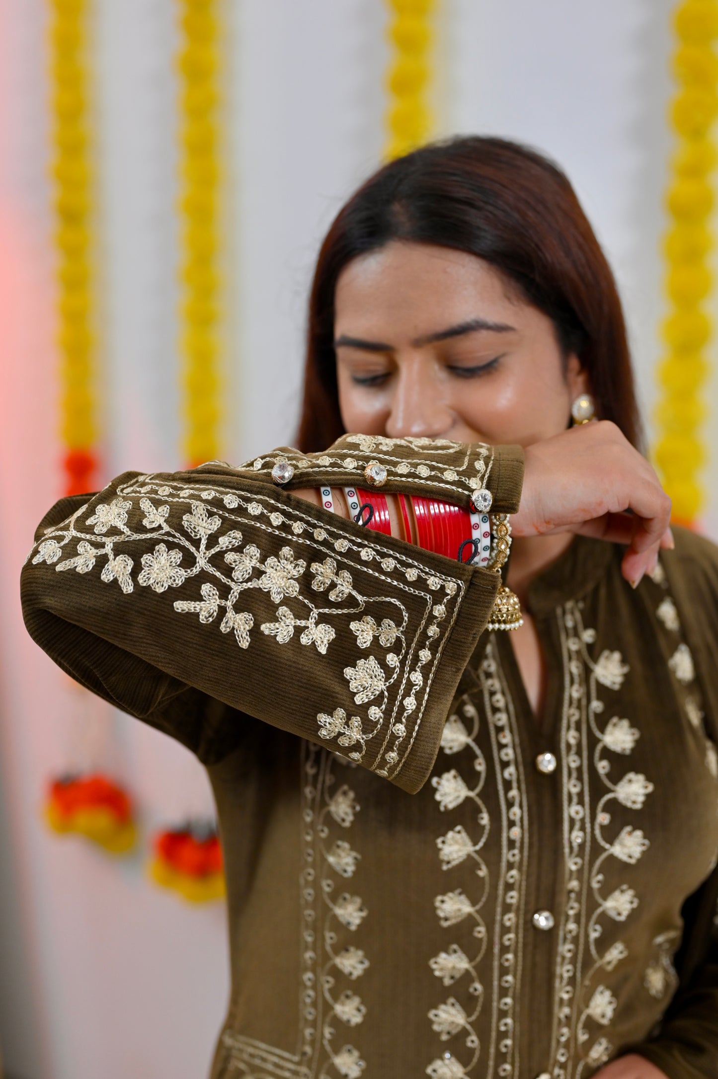 Brown Pakistani Velvet Suit