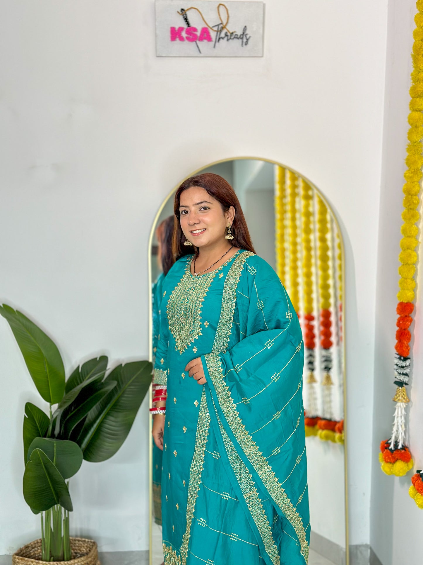 Festive Sky Blue Pant Suit